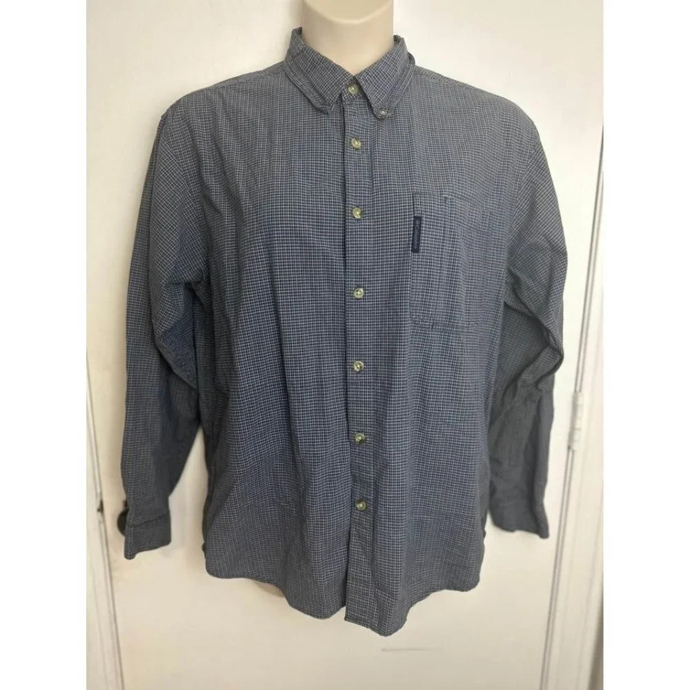 Columbia sportswear outdoor hiking blue long sleeve button down shirt L #0546
